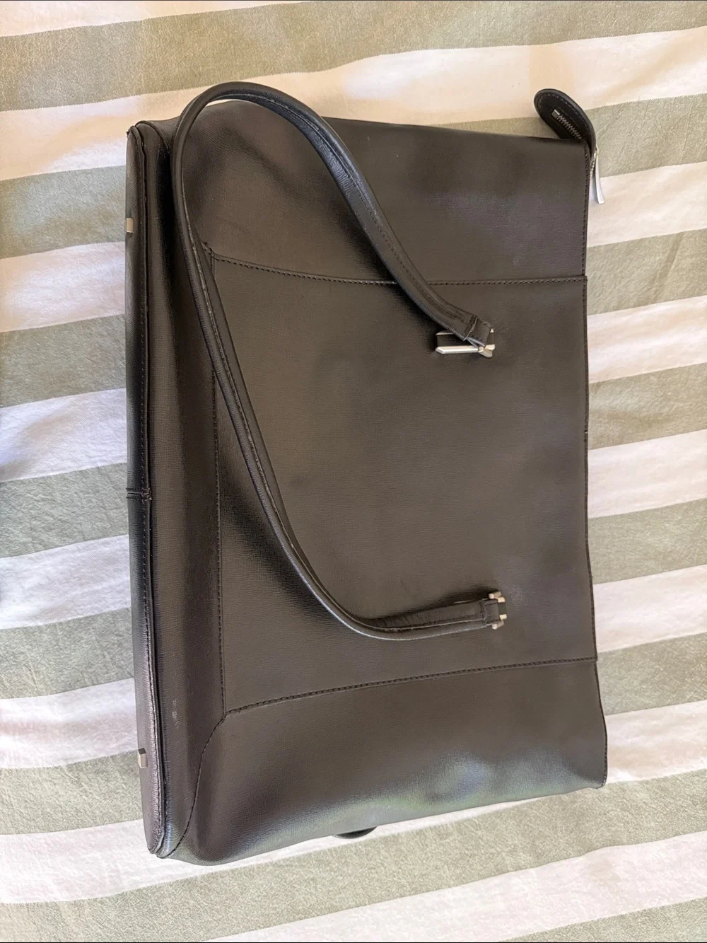 Knomo Sleek Professional Black Leather Tote